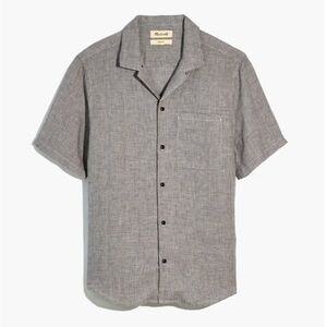 Madewell Linen Easy Short-Sleeve Shirt in Thunder Cloud